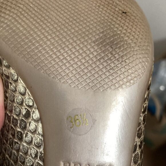 Prada Snakeskin Peep Toe Pumps with Block Heels. Size EU 36.5. - Picture 9 of 9